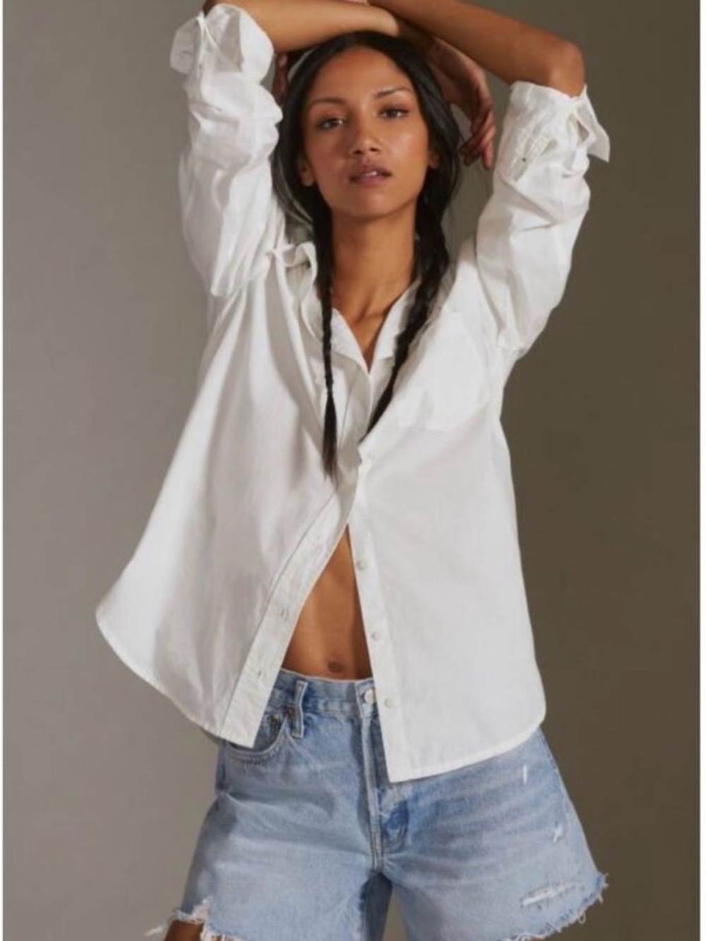 Wilfred White Button-Down Cotton Shirt